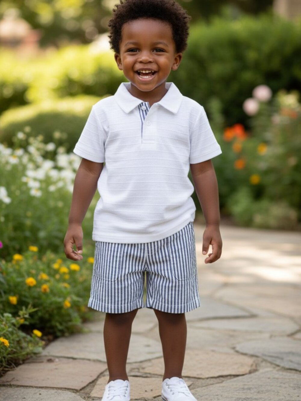 Baby Essentials 2Pc Polo Shirt Stripe Shorts Outfit Set 24M